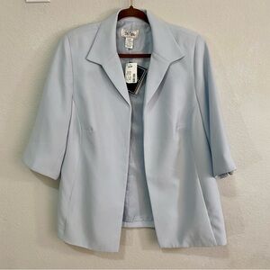 NWT Bob Mackie Studio Ice Blue 3/4 Sleeve Blazer Jacket Plus Size 16W